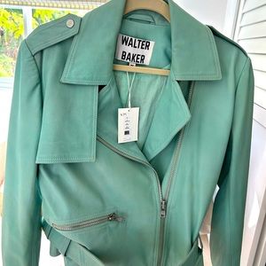 Walter Baker Soft Green Leather Jacket with Belt
